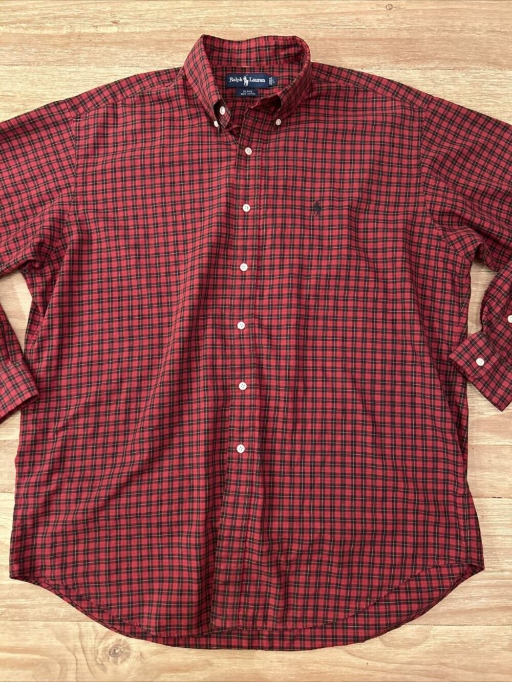 Vintage RALPH LAUREN Blake Shirt Button Up Size L Red Plaid Lightweight Chest 54